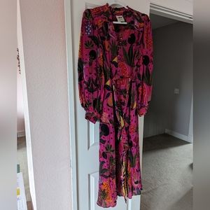 Farm Rio Pink Pop Leopards Shirtdress